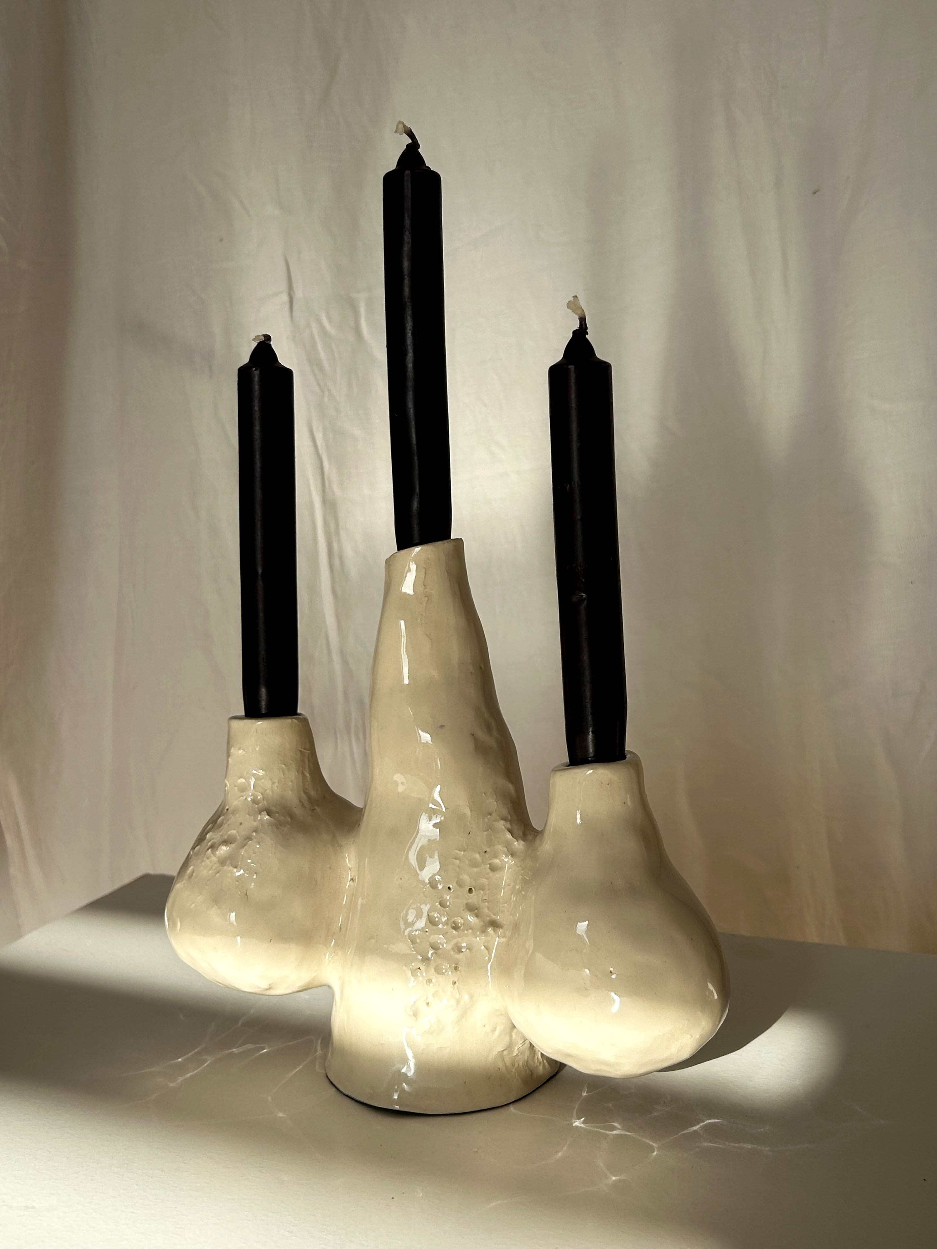 Ceramic Candelabra Trio